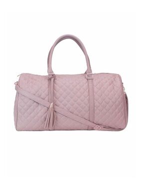 Ms. Lovely Mauve Large Quilted Weekender Duffle Bag - 22” x 10” x 11”